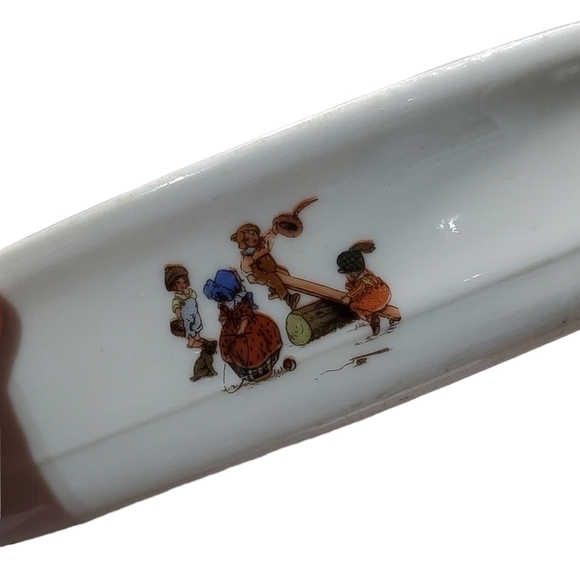 Vtg RWC Bavaria Germany porcelain transferware childs plate bowl images of play - Picture 5 of 15